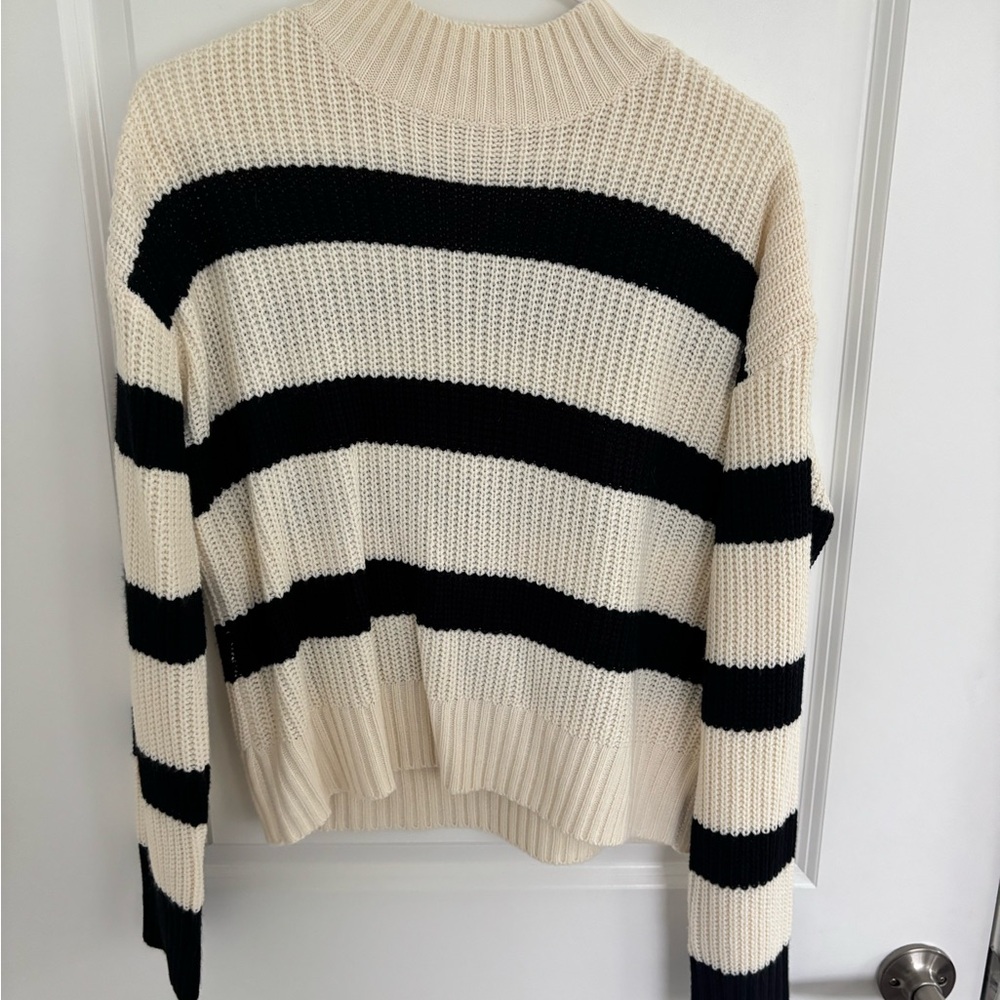 Striped Black and Cream Women's Sweater